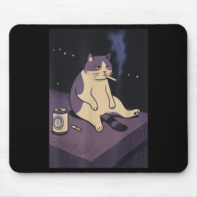 Cigarette Kitten Funny Smoking Cat Meme Stud Gehir Mousepad (Vorne)