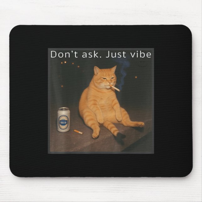 Cigarette Kitten Funny Smoking Cat Meme Stud Gehir Mousepad (Vorne)