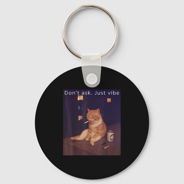 Cigarette Kitten Funny Smoking Cat Meme Stud Gehir Schlüsselanhänger (Vorderseite)