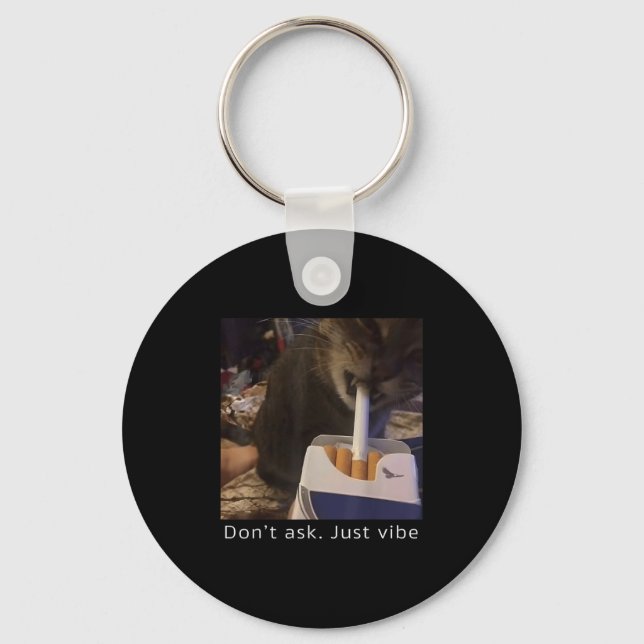 Cigarette Kitten Funny Smoking Cat Meme Stud Gehir Schlüsselanhänger (Vorderseite)