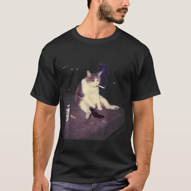 Cigarette Kitten Funny Smoking Cat Meme Stupid Jok T-Shirt (Vorderseite)