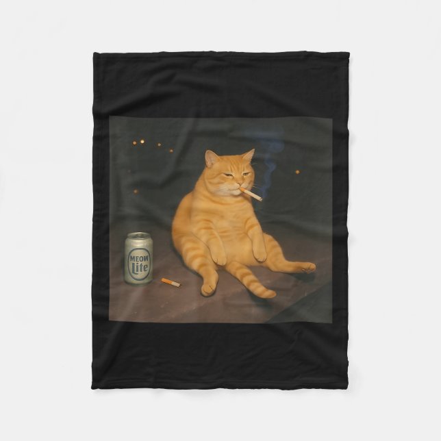Cigarette Kitten Gen Z Joke Smoking Cat Meme Stud Fleecedecke (Vorderseite)