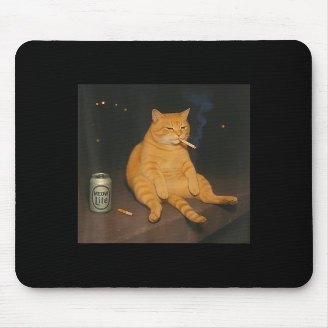 Cigarette Kitten Gen Z Joke Smoking Cat Meme Stud Mousepad (Vorne)