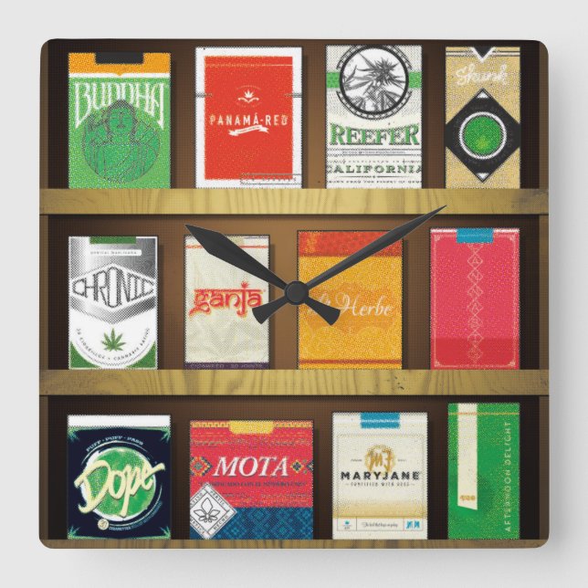 Cigaweed Quadratische Wanduhr (Vorderseite)