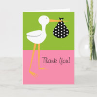 Cigogne avec le Merci de baby shower de paquet de