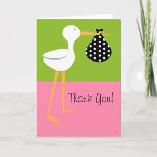 Cigogne avec le Merci de baby shower de paquet de