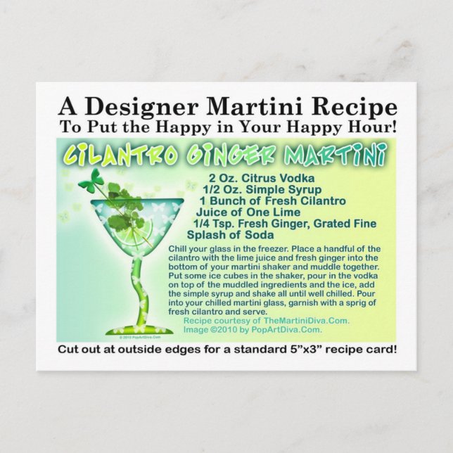 Cilantro Ginger Martini Rezept Postkarte (Vorderseite)