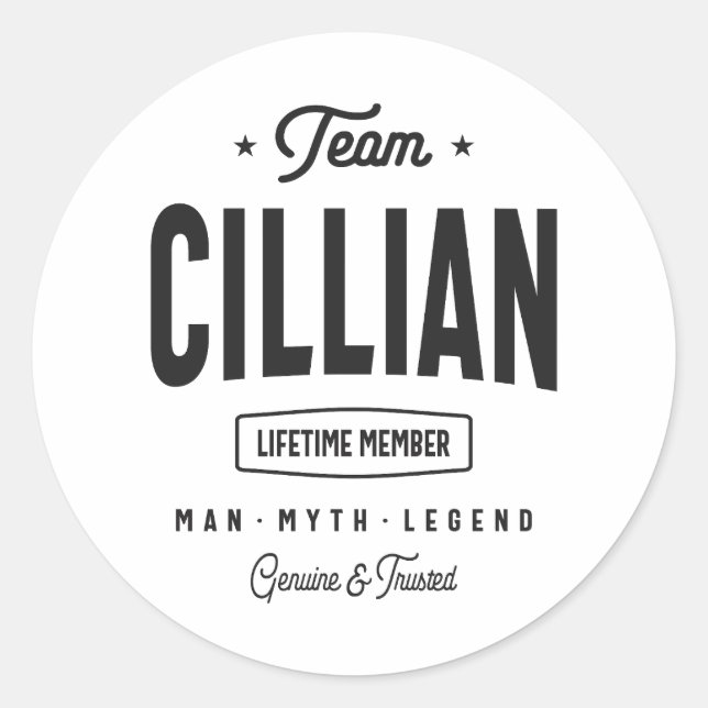 Cillian Lifetime-Mitglied Personalisiert Name Cill Runder Aufkleber (Vorderseite)