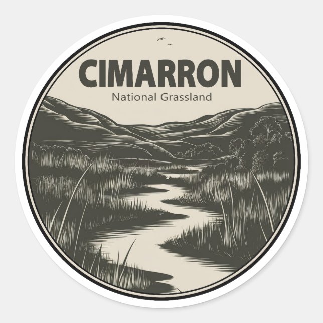 Cimarron National Grassland Kansas Stream Runder Aufkleber (Vorderseite)
