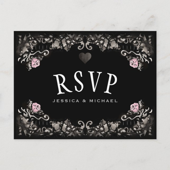 Cimetière Amour MENU RSVP Halloween Mariage Carte  (Devant)
