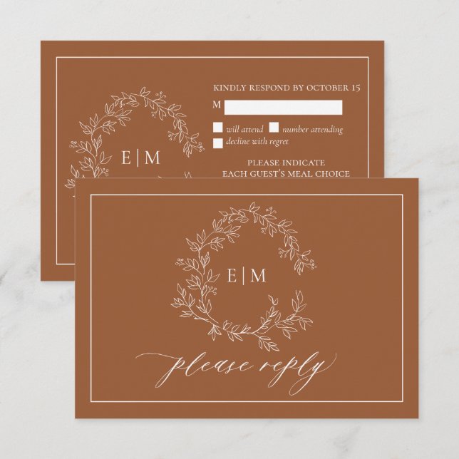 Cimetière en terre cuite Monogramme Mariage RSVP (Devant / Derrière)