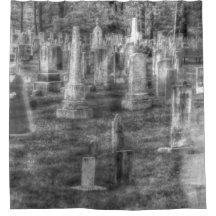 Cimetière hanté effrayant, rideau de douche