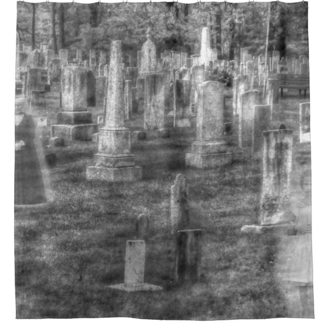 Cimetière hanté effrayant, rideau de douche (Devant)