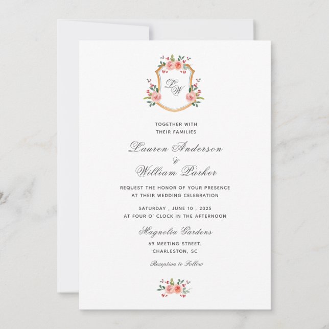 Cimetière monogramme avec fleurs Faire-part de mar (Devant)