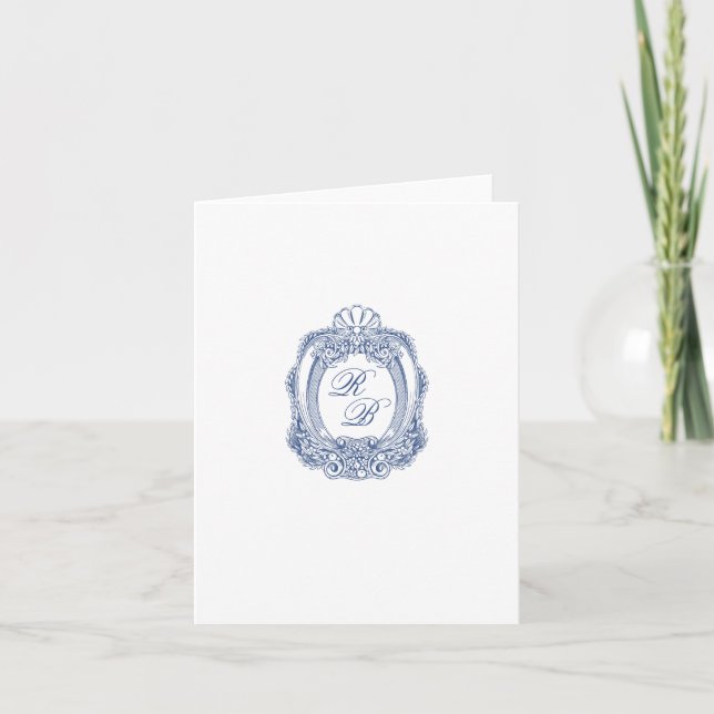 Cimier baroque Paraphe Bleu Français Mariage Photo (Devant)