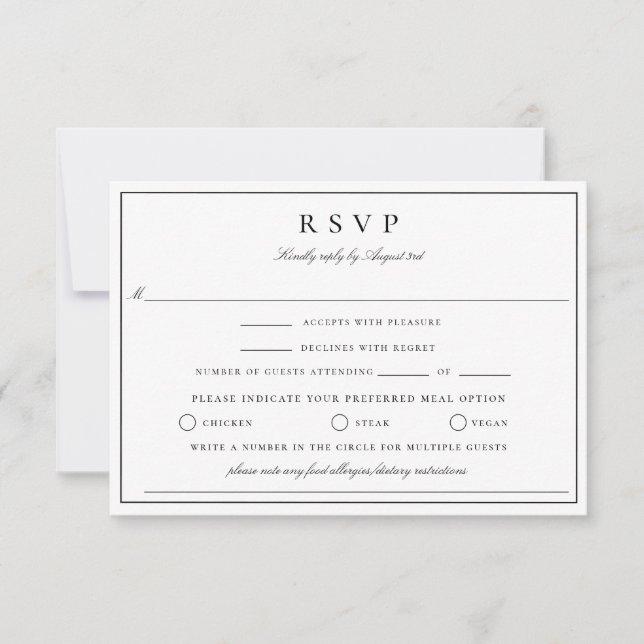 Cimier Botanique Monogramme Mariage Carte RSVP (Devant)
