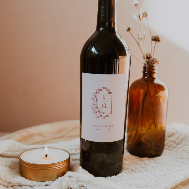 Cimier Botanique Monogramme Mariage Étiquette de v (Créateur téléchargé)