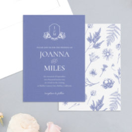 Cimier Botanique Périwinkle Monogramme Invitation