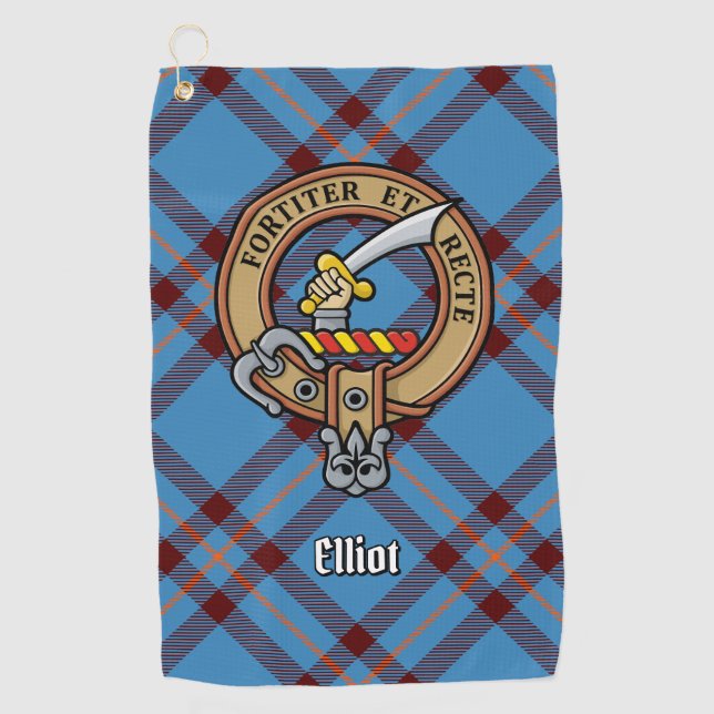 Cimier Clan Elliot sur la serviette de golf Tartan (Devant)