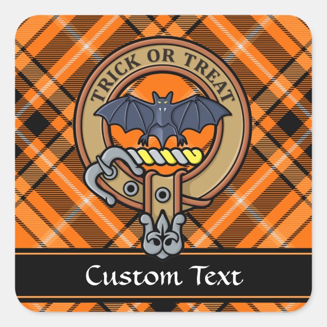 Cimier d'Halloween sur Sticker Carré Tartan (Devant)