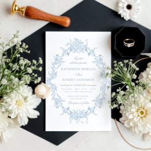 Cimier Floral Classique Élégant Mariage Invitation