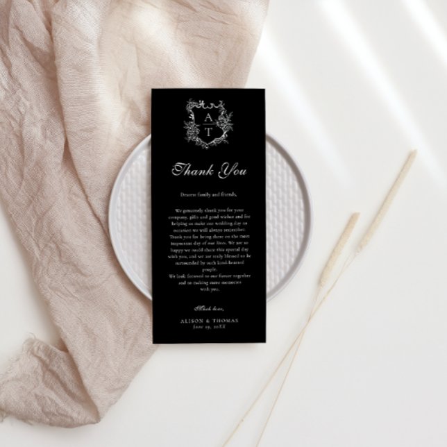 Cimier Floral Monogramme Mariage Merci Carte Place (Créateur téléchargé)