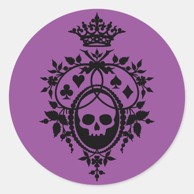 Cimier violet avec Stickers Crâne et Cardsues (Devant)