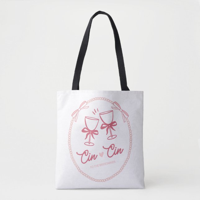 Cin Cin an die Braut Design | Perlen Champagner Tasche (Vorderseite)