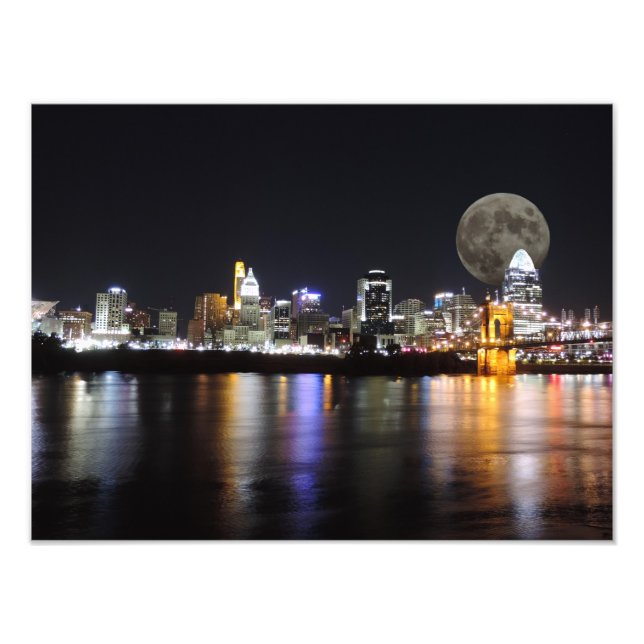 Cincinnat Skyline mit dem Mondplakat Fotodruck (Vorne)