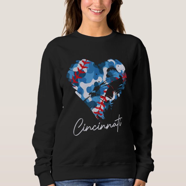 Cincinnati Baseball Herz Camouflage Graphic Baseba Sweatshirt (Vorderseite)
