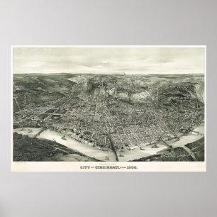 Cincinnati birdseye Karte - 1900 (Henderson) Poster