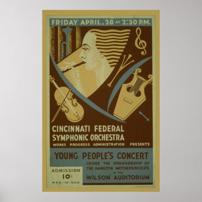 Cincinnati Bundesstaatlich Symphonic Orchestra Vin Poster (Vorne)