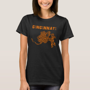 Cincinnati City Cincy Orange Karte T-Shirt