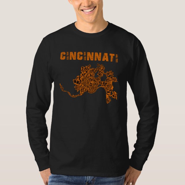 Cincinnati City Cincy Orange Map Ohio Travel Souve T-Shirt (Vorderseite)