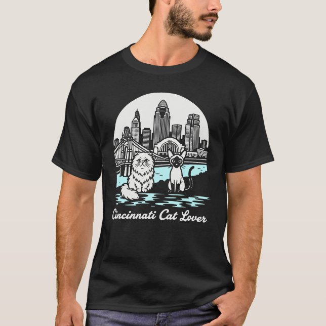 Cincinnati City Ohio Cat Lover T-Shirt (Vorderseite)