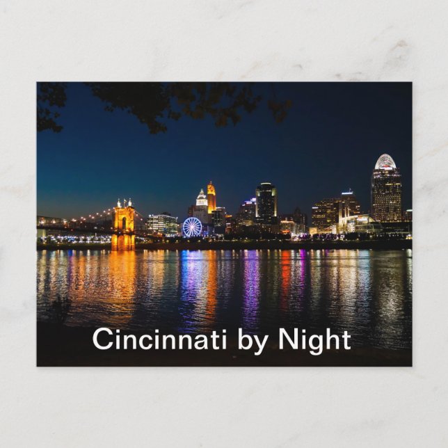 Cincinnati durch Nacht Feiertagspostkarte (Vorderseite)