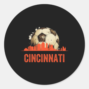 Cincinnati Fußball Königin Stadt Skyline Fußball F Runder Aufkleber