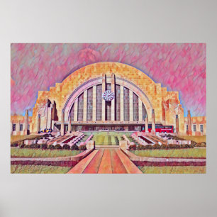 Cincinnati Gewerkschaft Terminal Aquarellmalerei Poster