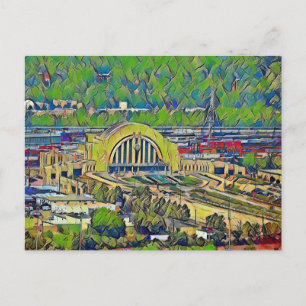 Cincinnati Gewerkschaft Terminal von oben bemalt Postkarte