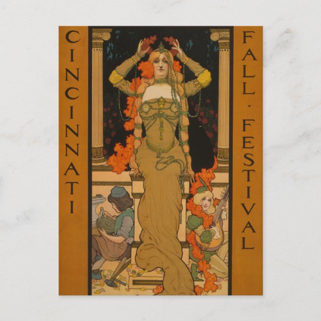 Cincinnati Herbstfest Jugendstil Postkarte (Vorderseite)