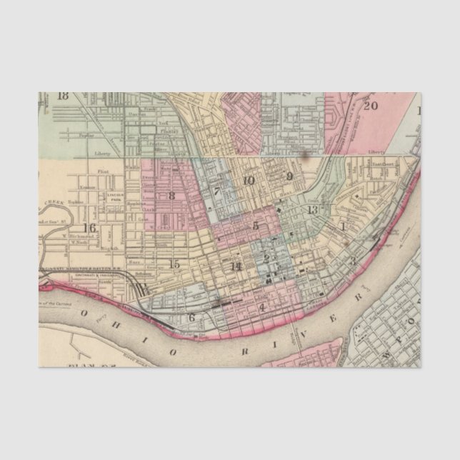 Cincinnati-Karte durch Mitchell Seidenpapier (Vorderseite)