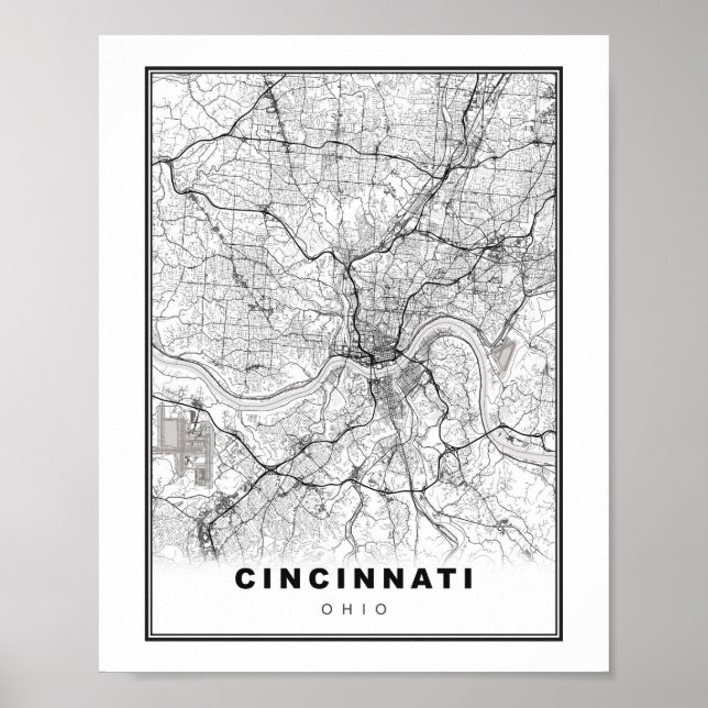 Cincinnati Karte Poster (Vorne)