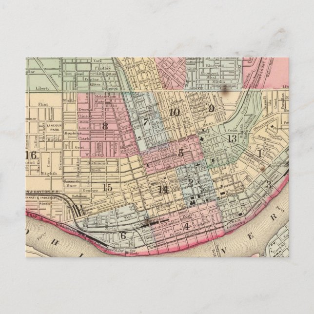 Cincinnati Karte von Mitchell (Vorderseite)