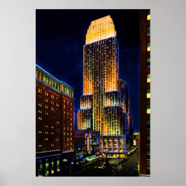 Cincinnati Ohio Carew Tower at Night Poster (Vorne)