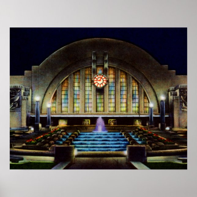 Cincinnati Ohio Gewerkschaft Terminal bei Nacht Poster (Vorne)
