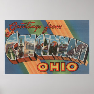 Cincinnati, Ohio - große Buchstabe-Szenen Poster