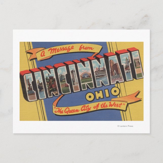 Cincinnati, Ohio - Große Buchstabenszenen Postkarte (Vorderseite)