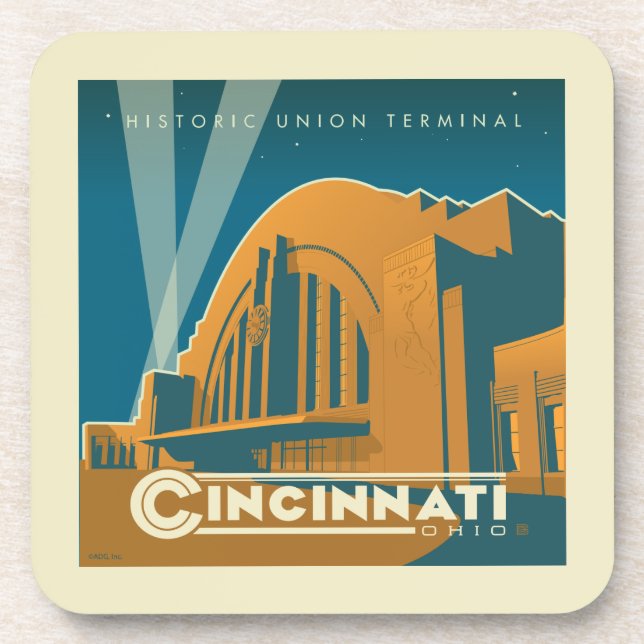 Cincinnati, Ohio | Historischer Gewerkschaft Getränkeuntersetzer (Vorderseite)