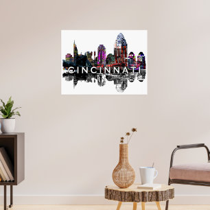 Cincinnati, Ohio in Graffiti Poster
