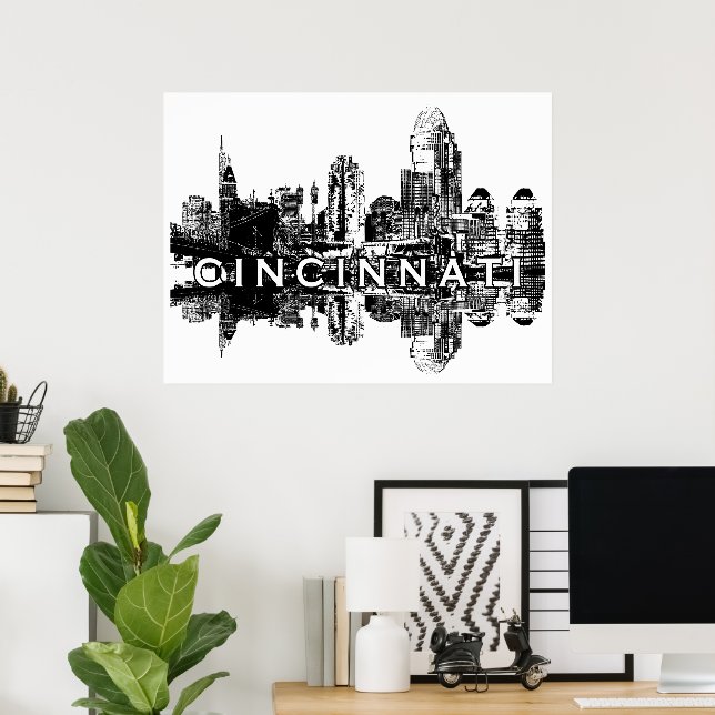 Cincinnati, Ohio in Schwarz und Weiß Poster (Heimbüro)